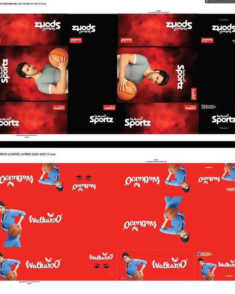 Walkaroo Sportz premium sports shoe packaging redesign and box layout